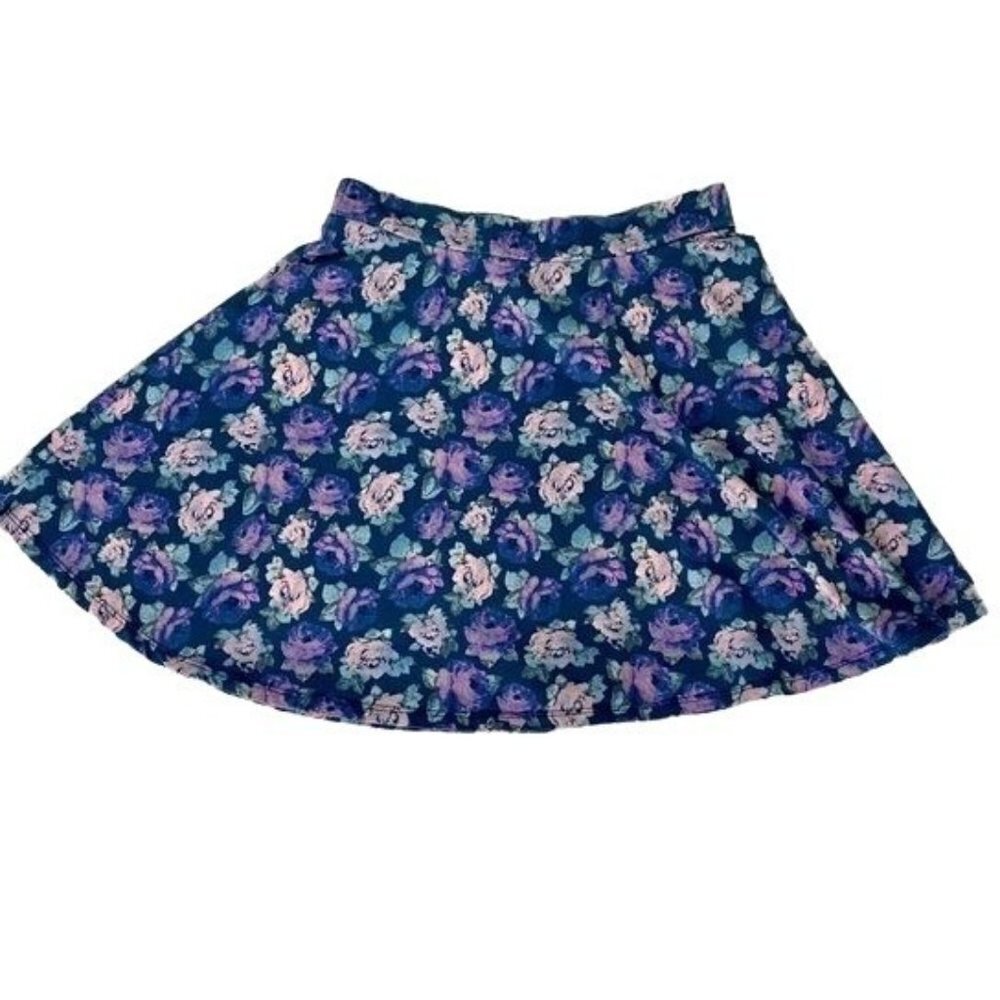Mossimo Mini Skirt Blue with Floral Design Large - Picture 3 of 5